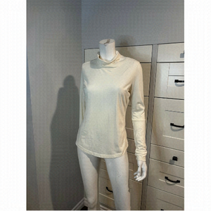 Prana Womens Turtleneck Cream Beige Size Small Rousching